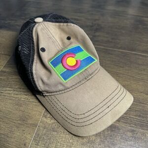Colorado State Flag Neon Patch Mesh-Back Hat- Brown Black ~ Snapback ~ Burnies™